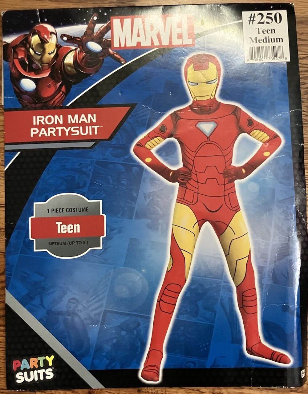 Marvel Iron Man Partysuit One Piece Halloween Costume. Teen Medium Up To 5 Feet.